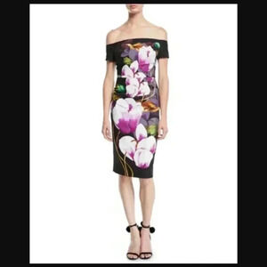 Trina Turk Ruby Off-the-Shoulder Tulip Floral Sheath Dress
